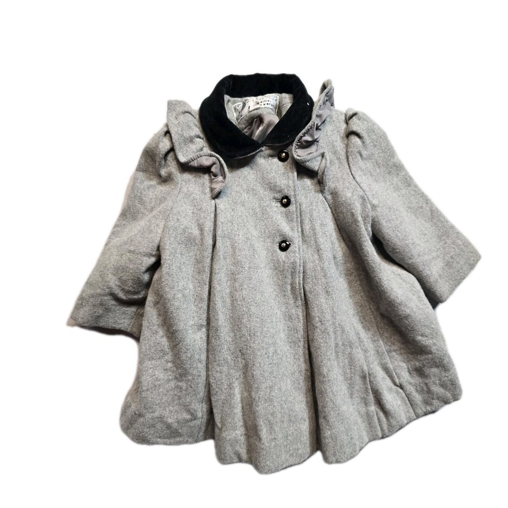 Vintage Girls Wool Blend Coat  Gray 3 T Young Gallery